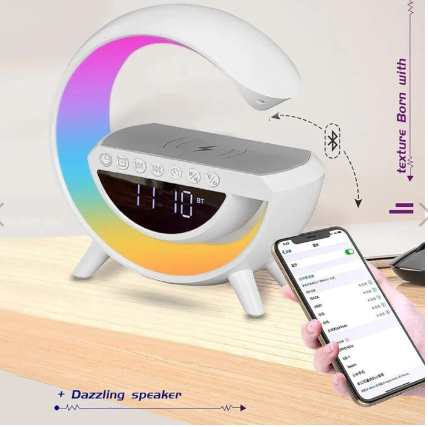 BT-3401 LED Display Wireless Phone Charger Bluetooth Speaker With Seven Color Selections, Alarm Clock, FM Radio