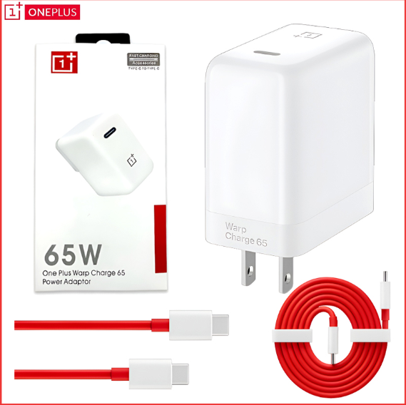 OnePlus 65W Warp Charge Power Adapter with Type-C to Type-C Fast Charging Cable